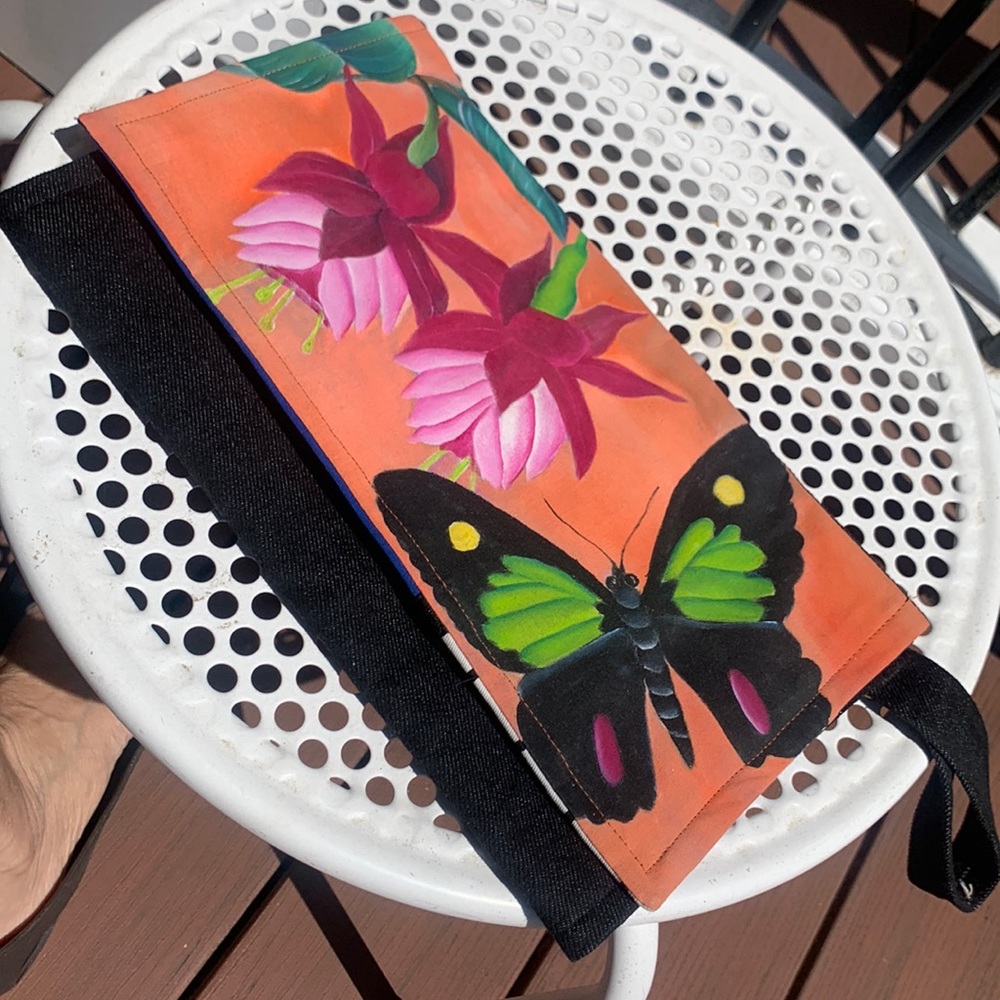 CLUTCH WRISTLET ARTISAN BUTTERFLY COSTA RICA HANDMADE HANDPAINTED